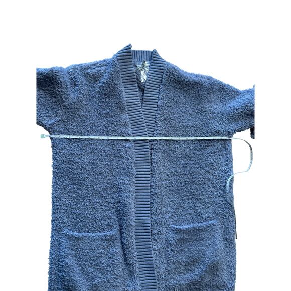 QVC Barefoot Dreams CozyChic Ribbed Knit Trim Cardigan NWT BLUE BELL SIZE XS - Picture 7 of 7